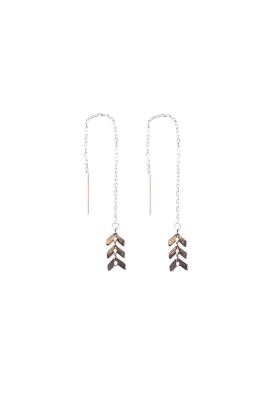 Heather Gardner - Triple Chevron Threader Earrings in Gold, Silver, Rose Gold or Mixed Metal