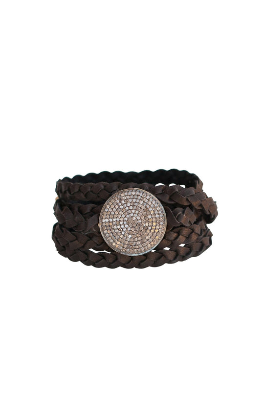 Sundial Diamond Leather Braided Bracelet