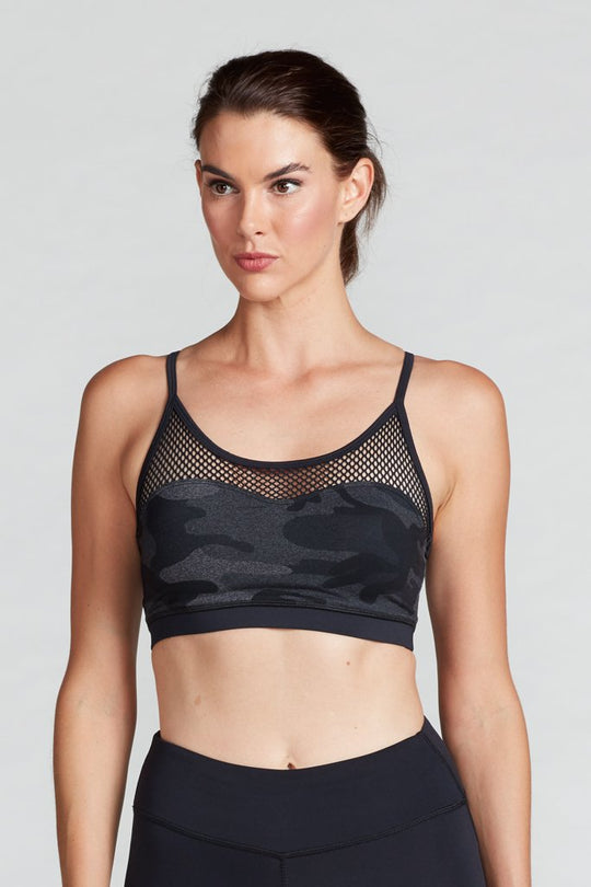 Halle Camo Bra- Charcoal