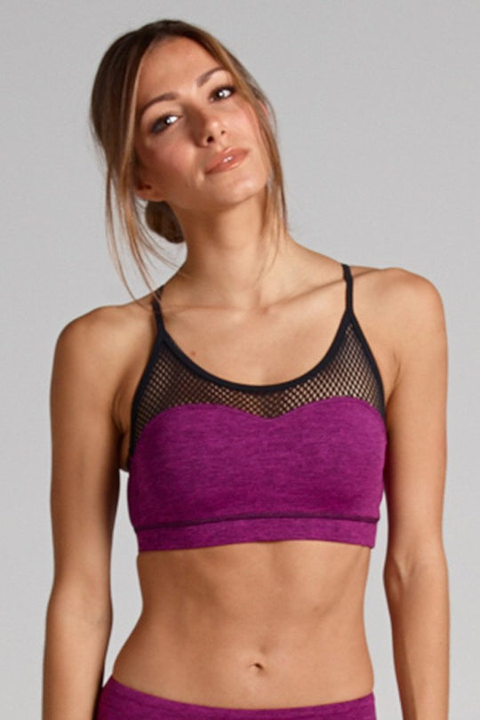 Halle Mesh Panel Bra in Heather Dye