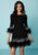 Tiffany Homecoming Embellished Bateau Feathered Sheath Dress 27142 In Black and Neutral