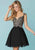 Tiffany Homecoming - 27165 Cap Sleeve Crystal Adorned V-Neck Chiffon Dress In Black and Gold