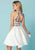 Tiffany Homecoming - 27180 Floral Embroidered High Halter Satin A-line Dress In White and Multi-Color