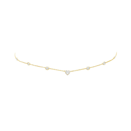 7 Diamond Heart of Light Orbit Choker with Heart Center