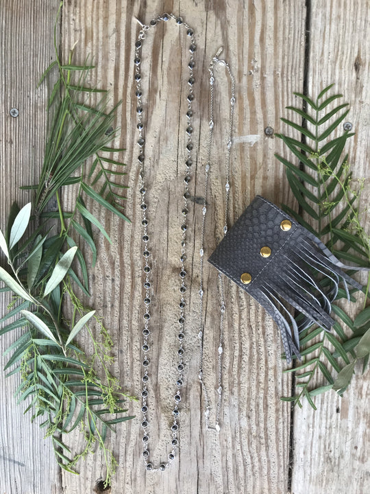 Holiday Bundle 2: Silver necklaces & Grey Snakeskin Cuff