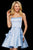 Sherri Hill - 53105 Straight Across Neck Satin Short A-line Dress In Blue