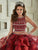Quinceanera Collection - 26841 Three Piece Beaded Ruffled Ballgown in Red