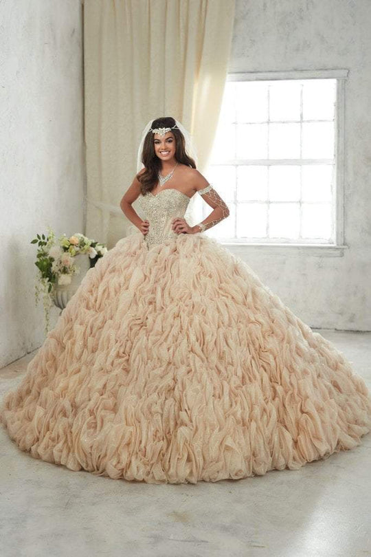 Quinceanera Collection - 26846 Strapless Sweetheart Ruffled Gown in Neutral