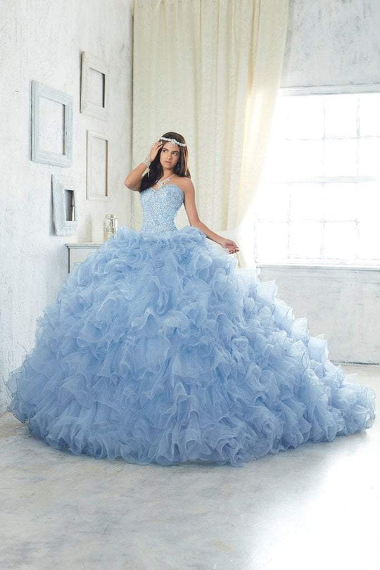 Quinceanera Collection - 26847 Crystal Embellished Sweetheart Ballgown in Blue