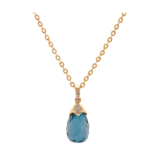 Tresor Collection - Gemstone & Diamond Interchangeable Baroque Pendant In 18k Yellow Gold London Blue
