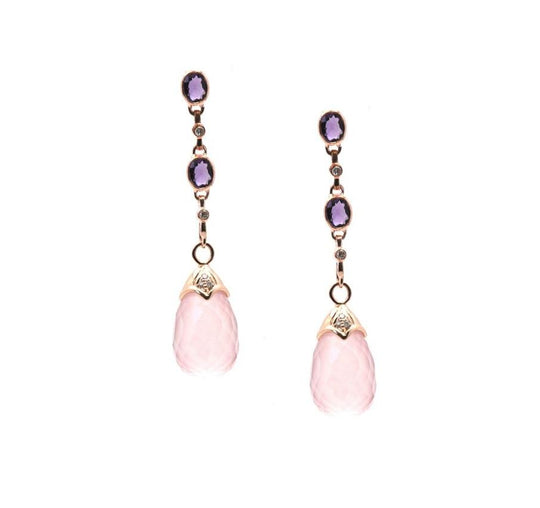 Amethyst Interchangeable Top With Rose Quartz Baroque In 18K Rose Gold