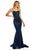 Sherri Hill - 52614 Sexy Lace Up Back Fitted Dress In Blue