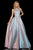 Sherri Hill - 52957 Halter Long Pleated A Line Dress In Pink and Blue