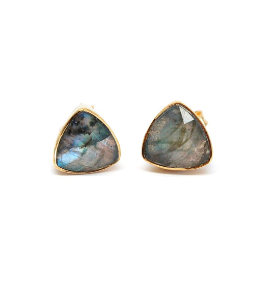 Triangle Gemstone Studs - Labradorite