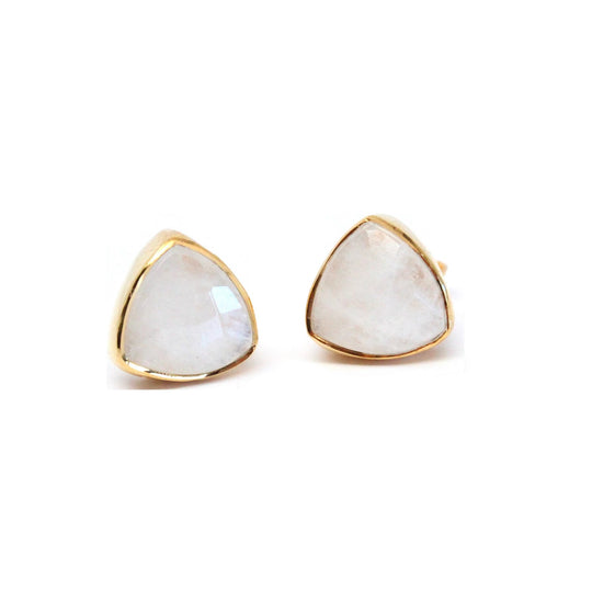 Triangle Gemstone Studs - Moonstone