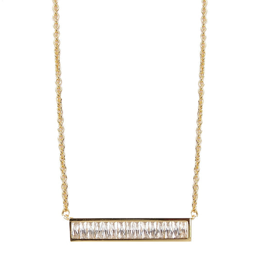 Baguette Bar Necklace     Gold