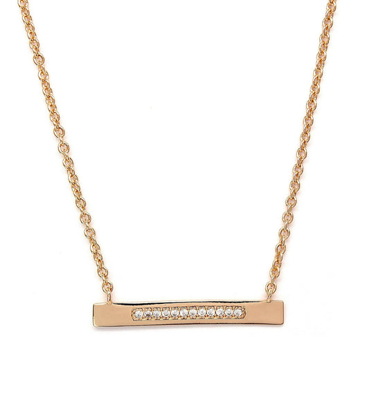 Micro Pave Bar Necklace             Gold