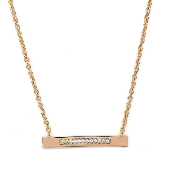 Rachael Ryen -  Micro Pave Bar Necklace             Gold
