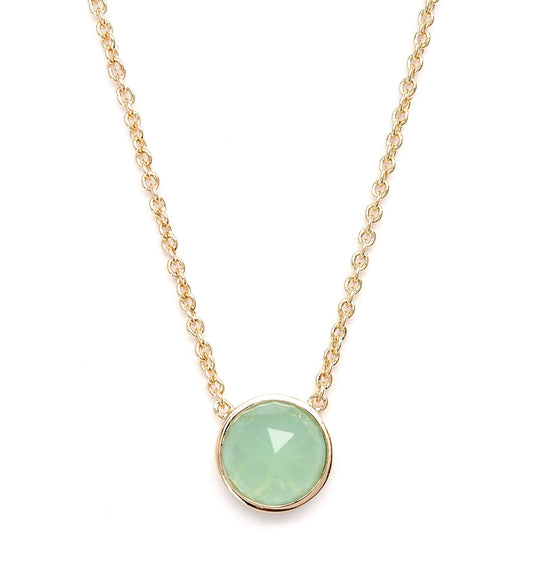 Round Gem Necklace    Aqua Chalcedony