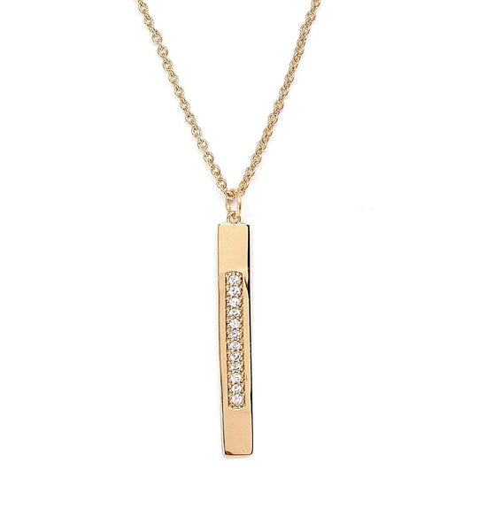Rachael Ryen -  Vertical Pave Bar Necklace    Gold