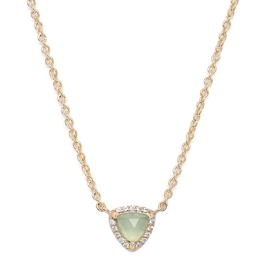 Triangle Pave Necklace  Aqua Chalcedony