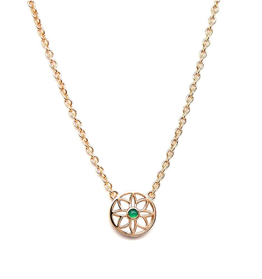 Rachael Ryen - Emerald Flower Necklace in Gold