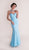Tarik Ediz - Lace Detailed Sleeveless Crepe Gown 92498 in Blue