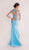 Tarik Ediz - Lace Detailed Sleeveless Crepe Gown 92498 in Blue