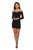 La Femme - 28212 Long Sleeve Fitted Short Dress In Black