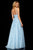 Sherri Hill - 52342 Beaded Lace Deep V-neck Long A-line Dress In Blue