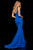 Sherri Hill - 52962 Scoop Neck Scuba Mermaid Dress With Train In Blue