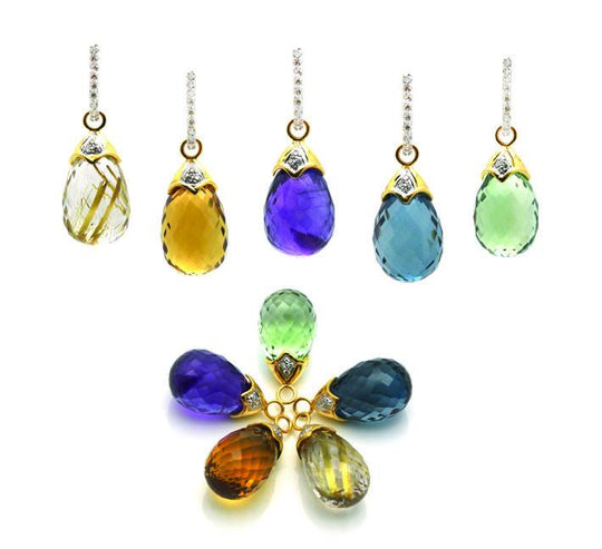 Interchangeable Drop Earrings in 18k Gold
