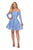 La Femme - 28175 Lace Long Sleeve Off-Shoulder A-line Dress In Blue