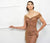 Ivonne D for Mon Cheri - 118D08 Beaded Lace Dress With Tulle Overlay In Brown