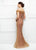 Ivonne D for Mon Cheri - 118D08 Beaded Lace Dress With Tulle Overlay In Brown