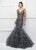 Ivonne D for Mon Cheri - 118D09 Beaded Lace Deep V-neck Tulle Dress In Gray