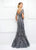 Mon Cheri Lace Applique Plunging Trumpet Dress 118D12 - 1 pc Pewter In Size 8 Available In Pewter