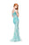 Colors Couture - J003 Lace V-neck Sheath Dress In-Blue