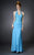 Janique - J018 Halter Petal Detailed Drape Gown In Blue