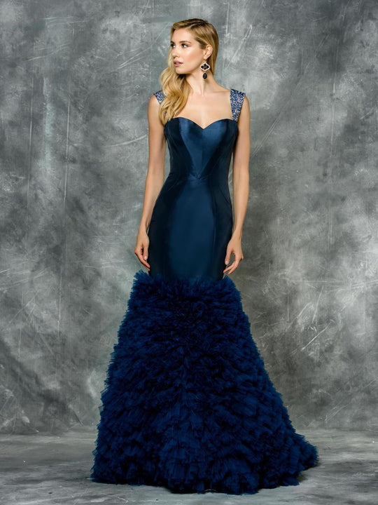 Colors Couture - J031 Sweetheart Mikado Evening Gown  in Blue