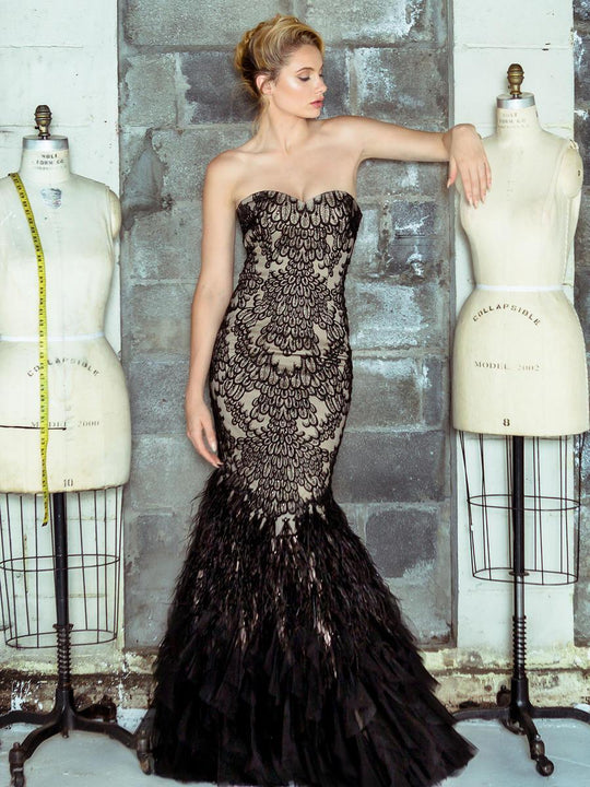 Colors Couture - J039 Strapless Mermaid Evening Gown in Black and Neutral