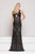 Colors Couture - J062 Sleeveless Beaded Lace Evening Gown In Black and Neutral
