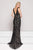 Colors Couture - J062 Sleeveless Beaded Lace Evening Gown In Black and Neutral