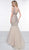 Colors Couture - J072 Embellished Deep V-neck Trumpet Dress