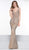Colors Couture - J077 Beaded Deep V-neck Trumpet Dress In Gold and Neutral