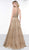 Colors Couture - J080 Beaded Lace High Halter A-line Dress In Gold