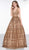 Colors Couture - J082 Embellished Lace Deep V-neck Ballgown In Gold