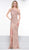 Colors Couture - J092 Embellished Asymmetric Neck Sheath Dress In Pink