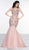 Colors Couture - J093 Beaded Deep V-neck Mermaid Dress In Pink