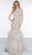 Colors Couture - J096 Lace High Neck Tiered Trumpet Dress In White and Neutral